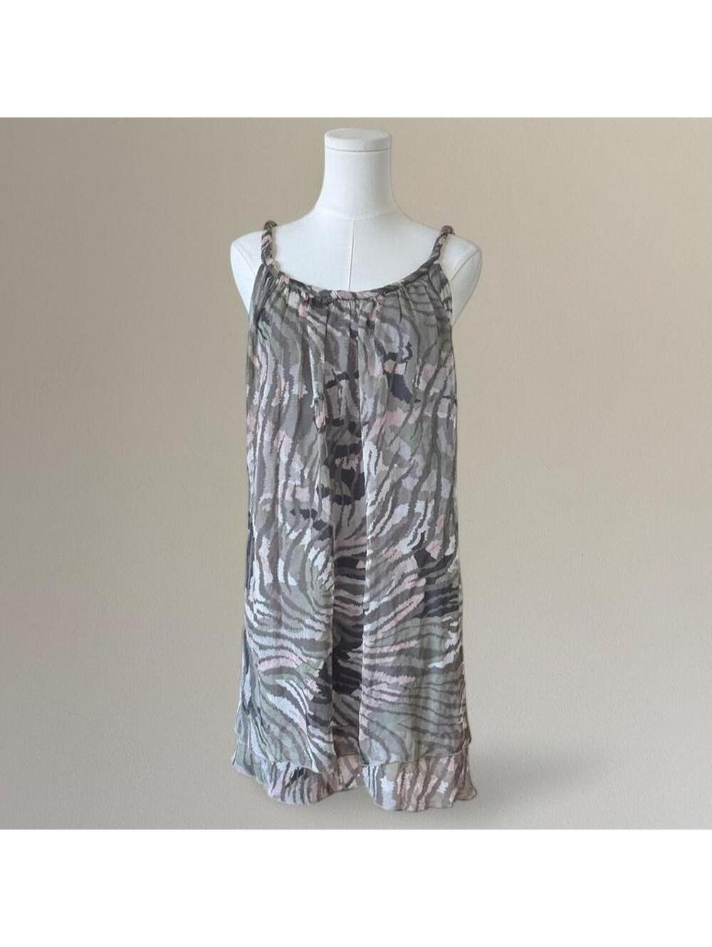 100% silk babydoll mini dress.